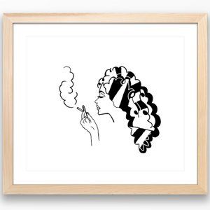 Smoking lady black & white art print